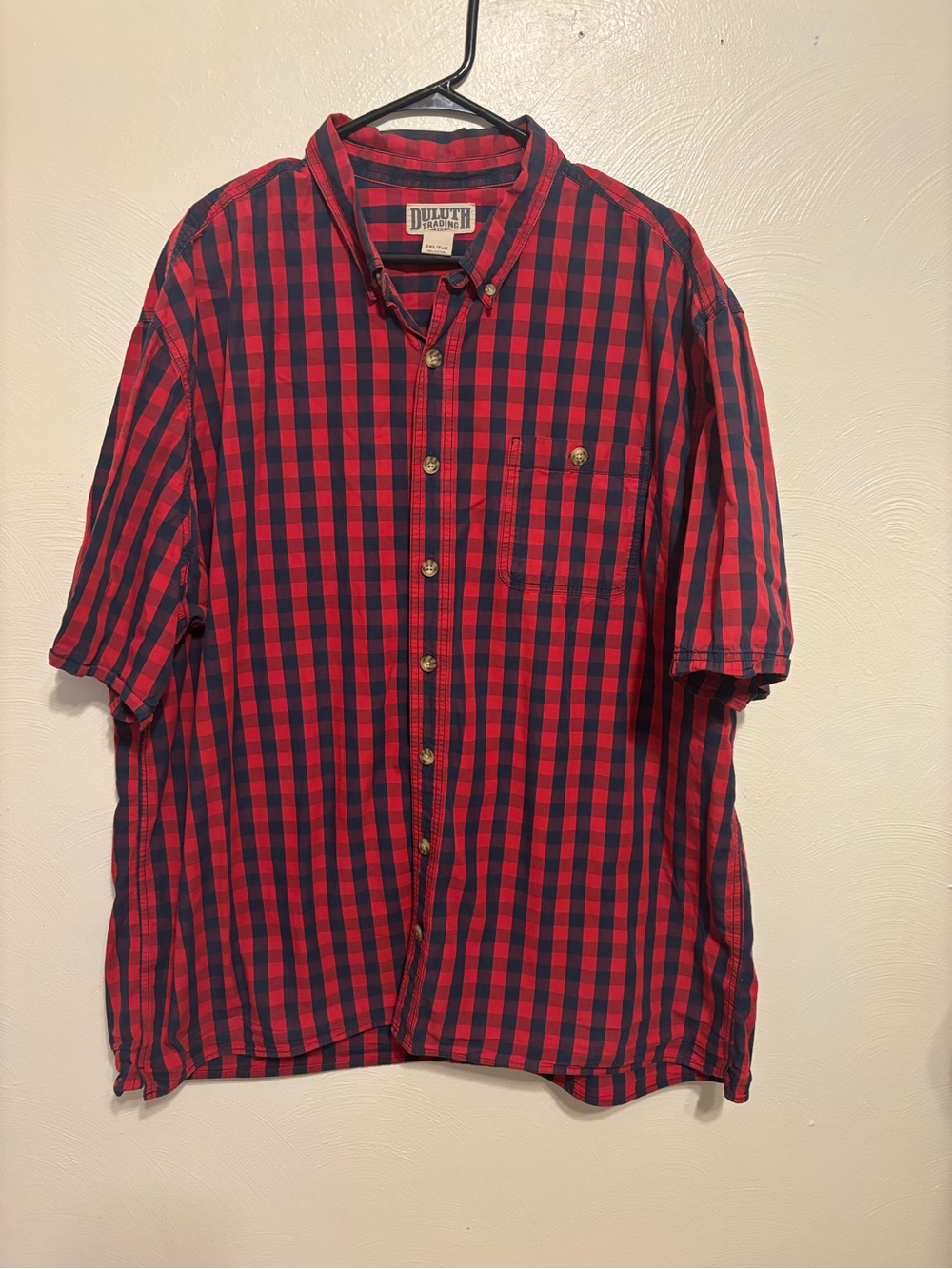 Duluth Trading Co Red Buffalo Plaid Button Down Shirt 2XLT Big Tall